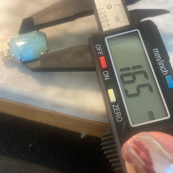 Gorgeous Larimar gemstone square pendant with pave crystals 925 sterling silver - Picture 8 of 8